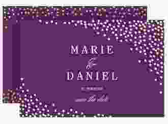 Save the Date-Karte Glitter A6 Karte quer lila
