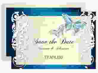 Save the Date-Karte Hochzeit Toulouse A6 Karte quer blau romantisch mit Schmetterlingen