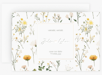 Klick: Details zu Save the Date-Karte "Blumenwiese" anzeigen Save the Date-Karte Blumenwiese A6 Karte quer bunt