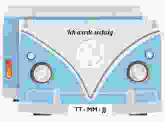 Einladung 60. Geburtstag Bulli Bus A6 Karte quer blau