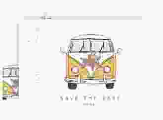 Save the Date-Karte Hochzeitsbulli A6 Karte quer gelb