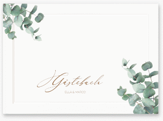 Klick: Details zu Gästebuch A4 quer "Eucalypt" anzeigen Gästebuch A4 quer Eucalypt A4 quer, Hardcover weiss mit Eukalyptus und edlem Rahmen