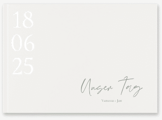 Klick: Details zu Gästebuch A4 quer "Day" anzeigen Gästebuch A4 quer Day A4 quer, Hardcover weiss mit Datum im minimalistischen Design