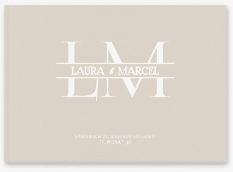 Gästebuch A4 quer Monogramm A4 quer, Hardcover beige