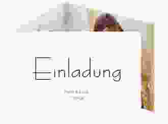 Hochzeitseinladung Twohearts A6 Doppel-Klappkarte beige