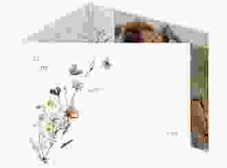 Danksagungskarte Hochzeit Sauvages A6 Doppel-Klappkarte weiss mit getrockneten Wiesenblumen