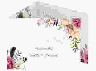 Hochzeitseinladung "Flowers" A6 Doppel-Klappkarte weiss mit Aquarell-Blumen