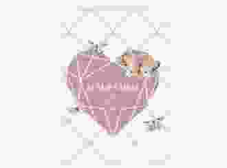 Einladungskarte Hochzeit Butterfly A6 Klappkarte hoch weiss mit Schmetterlingen und Herz im Geometric Design