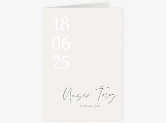 Klick: Details zu Dankeskarte Hochzeit "Day" anzeigen Dankeskarte Hochzeit Day A6 Klappkarte hoch weiss mit Datum im minimalistischen Design