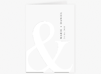 Klick: Details zu Einladungskarte Hochzeit "And" anzeigen Einladungskarte Hochzeit And A6 Klappkarte hoch weiss