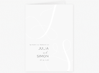 Hochzeitseinladung Eheschließung A6 Klappkarte hoch weiss mit Gräsern und Trockenblumen für Boho-Hochzeit