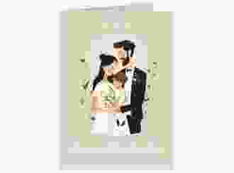 Einladungskarte Hochzeit Familienglück A6 Klappkarte hoch beige für Paare mit Kind