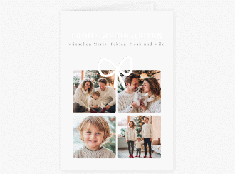 Weihnachtskarte Weihnachtsgeschenk A6 Klappkarte hoch weiss mit Tanne und Stechpalme im Schiefertafel-Look