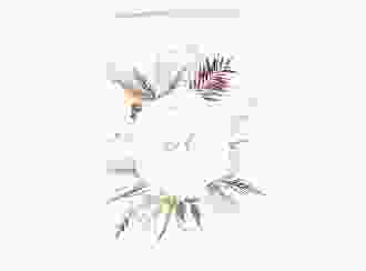 Einladungskarte Hochzeit Bohemian A6 Klappkarte hoch weiss mit Gräsern und Trockenblumen für Boho-Hochzeit