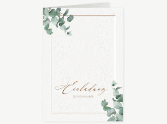 Kommunionseinladung Fokus A6 Klappkarte hoch weiss