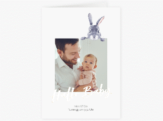 Geburtskarte Hasi A6 Klappkarte hoch weiss