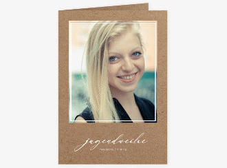 Einladung Jugendweihe Quadro A6 Klappkarte hoch braun