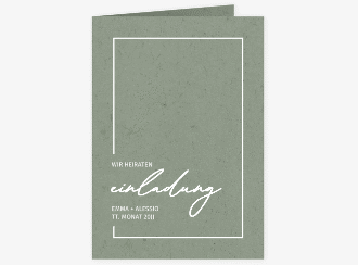 Klick: Details zu Einladungskarte Hochzeit "Simple Line" anzeigen Einladungskarte Hochzeit Simple Line A6 Klappkarte hoch gruen