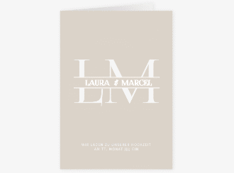 Klick: Details zu Einladungskarte Hochzeit "Monogramm" anzeigen Einladungskarte Hochzeit Monogramm A6 Klappkarte hoch beige