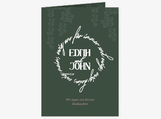 Klick: Details zu Danksagungskarte Hochzeit "Efeugrün" anzeigen Danksagungskarte Hochzeit Efeugrün A6 Klappkarte hoch gruen im Fantasy-Elfen-Design mit Efeu