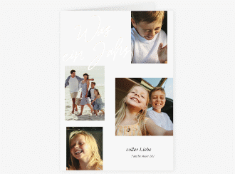 Weihnachtskarte Jahresrückblick A6 Klappkarte hoch weiss