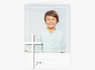 Kommunionseinladung Kirchenfest A6 Klappkarte hoch weiss