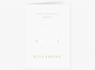 Klick: Details zu Einladungskarte Hochzeit "Infinity" anzeigen Einladungskarte Hochzeit Infinity A6 Klappkarte hoch gruen