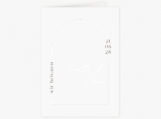 Einladungskarte Hochzeit Rundung A6 Klappkarte hoch weiss