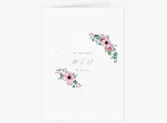 Klick: Details zu Dankeskarte Hochzeit "Herzgold" anzeigen Dankeskarte Hochzeit Herzgold A6 Klappkarte hoch weiss mit Gräsern und Trockenblumen für Boho-Hochzeit