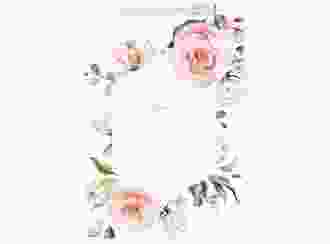 Einladungskarte Hochzeit Graceful A6 Klappkarte hoch weiss mit Rosenblüten in Rosa und Weiß