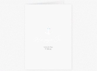 Klick: Details zu Einladungskarte Hochzeit "Ankerliebe" anzeigen Einladungskarte Hochzeit Ankerliebe A6 Klappkarte hoch weiss im minimalistischen maritimen Design mit Anker