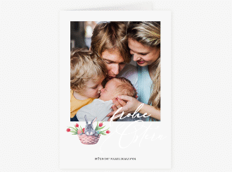 Osterkarte Osternest A6 Klappkarte hoch weiss