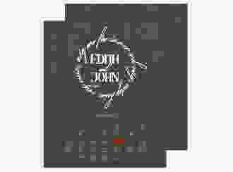Save the Date-Kalenderblatt Efeugrün Kalenderblatt-Karte gruen im Fantasy-Elfen-Design mit Efeu