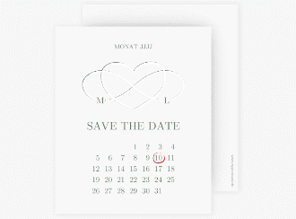 Klick: Details zu Save the Date-Kalenderblatt "Infinity" anzeigen Save the Date-Kalenderblatt Infinity Kalenderblatt-Karte gruen