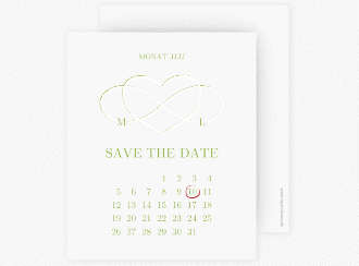 Klick: Details zu Save the Date-Kalenderblatt "Infinity" anzeigen Save the Date-Kalenderblatt Infinity Kalenderblatt-Karte gruen
