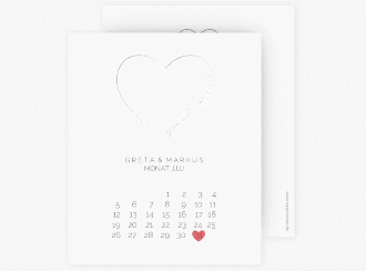 Klick: Details zu Save the Date-Kalenderblatt "Lebenstraum" anzeigen Save the Date-Kalenderblatt Lebenstraum Kalenderblatt-Karte weiss