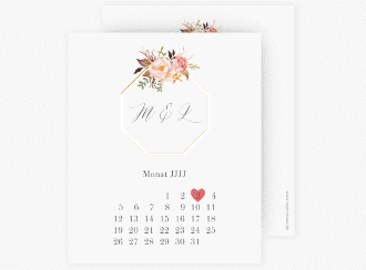 Klick: Details zu Save the Date-Kalenderblatt "Prachtvoll" anzeigen Save the Date-Kalenderblatt Prachtvoll Kalenderblatt-Karte weiss