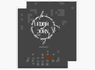 Save the Date-Kalenderblatt Efeugrün Kalenderblatt-Karte gruen im Fantasy-Elfen-Design mit Efeu