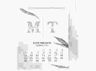 Save the Date-Kalenderblatt Initialen Kalenderblatt-Karte weiss