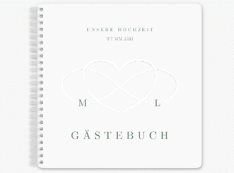 Klick: Details zu Gästebuch Hochzeit "Infinity" anzeigen Gästebuch Hochzeit Infinity Ringbindung gruen