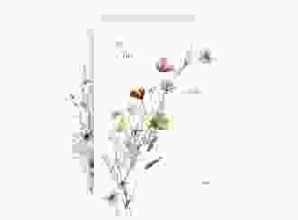 Save the Date-Karte Sauvages A6 Karte hoch weiss mit getrockneten Wiesenblumen