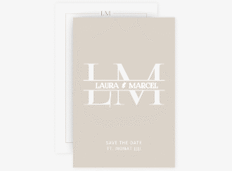 Klick: Details zu Save the Date-Karte "Monogramm" anzeigen Save the Date-Karte Monogramm A6 Karte hoch beige