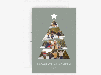 Weihnachtskarte Bilderbaum A6 Karte hoch gruen