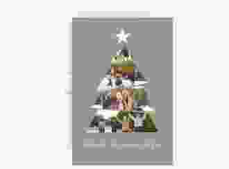 Weihnachtskarte Bilderbaum A6 Karte hoch gruen
