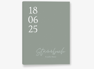 Klick: Details zu Stammbuch A5 "Day" anzeigen Stammbuch A5 Day Stammbuch A5 gruen mit Datum im minimalistischen Design