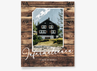 Gästemappe Ferienwohnung A4 Jagdhaus Gästemappe A4 braun in Holz-Optik mit Foto