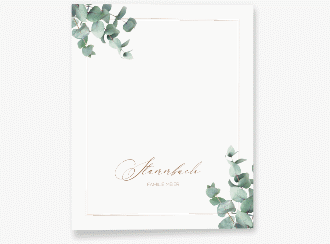 Klick: Details zu Stammbuch A4 "Eucalypt" anzeigen Stammbuch A4 Eucalypt Stammbuch A4 weiss mit Eukalyptus und edlem Rahmen