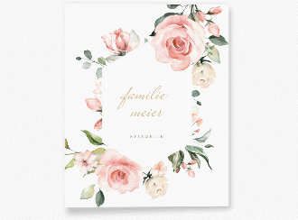 Stammbuch A4 Graceful Stammbuch A4 weiss mit Rosenblüten in Rosa und Weiß