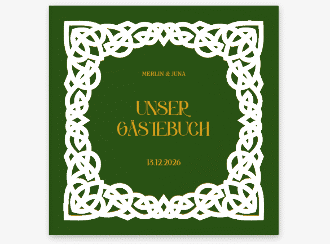 Klick: Details zu Gästebuch Creation "Celtic" anzeigen Gästebuch Creation Celtic 20 x 20 cm, Hardcover gruen mit keltischem Knoten in irischen Farben
