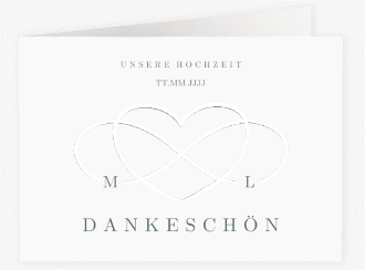 Klick: Details zu Danksagungskarte Hochzeit "Infinity" anzeigen Danksagungskarte Hochzeit Infinity A6 Klappkarte quer gruen